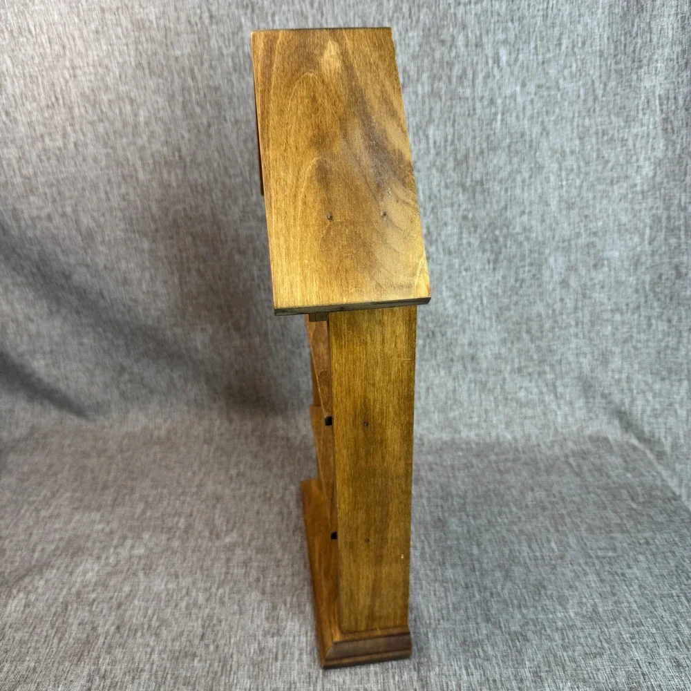 Vintage Wooden House Display Shelf 3 Tier Brown Stained Trinket Curio Stand